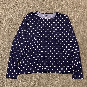 Lands' End Navy Polka Dot Long-Sleeve Cover Up Top, NWOT, size L